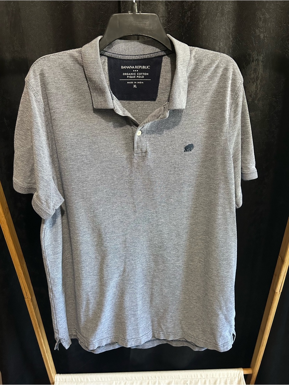 Banana Republic Men's Heather Navy Pique Polo